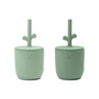 Done by Deer - Peekaboo Straw cup, Wally, green (set of 2)