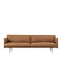 Muuto - Outline Sofa 3-seater, cognac Refine leather / black