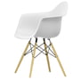 Vitra - Eames Plastic Armchair DAW RE, honey-colored ash / cotton white (basic dark felt glides)