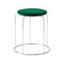 & Tradition - Wire Stool with seat cushion VP11, stainless steel / dark green (Kvadrat Hallingdal 944)