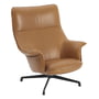 Muuto - Doze Lounge Chair, swivel base anthracite-black / cover cognac (Refine leather)