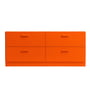 String - Relief Chest of drawers with plinth, low, 123 x 41 x 46.6 cm, orange