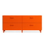 String - Relief Chest of drawers with legs, low, 123 x 41 x 46.6 cm, orange