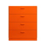String - Relief Chest of drawers with plinth, wide, 82 x 41 x 92.2 cm, orange