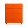 String - Relief Chest of drawers with legs, wide, 82 x 41 x 92.2 cm, orange