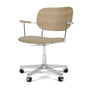 Audo - Co Task Office chair with armrests, natural oak / beige (fabric Audo Bouclé 02)