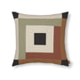 ferm Living - Border Patchwork Cushion, 50 x 50 cm, dark sage / red brown
