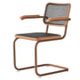 Thonet - S 64 V Armchair, rosewood / stained oak / wickerwork with dark melange support fabric