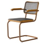 Thonet - S 64 V Armchair, amber / stained oak / wickerwork with dark melange support fabric