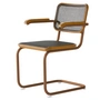 Thonet - S 64 V Armchair, amber / stained oak / wickerwork with dark melange plastic support fabric
