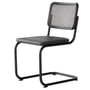 Thonet - S 32 V Chair, black RAL 9005 / stained oak / wickerwork with dark melange support fabric
