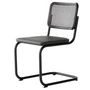 Thonet - S 32 V Chair, black RAL 9005 / stained oak / wickerwork with dark melange plastic support fabric
