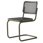 Thonet - S 32 V Chair, sage green / stained oak / wickerwork with dark melange support fabric