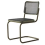 Thonet - S 32 V Chair, sage green / stained oak / wickerwork with dark melange plastic support fabric