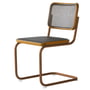 Thonet - S 32 V chair, amber / stained oak / wickerwork with dark melange support fabric