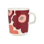 Marimekko - Oiva Unikko Mug with handle, 250 ml, white / dark cherry / salmon red