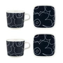 Marimekko - Oiva Piirto Unikko mug with handle & Plate, white / dark blue (set of 4) (60th Anniversary Collection)
