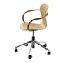 Thonet - S 220 FDRW Swivel chair with castors, oak / polished aluminum frame