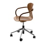 Thonet - S 220 FDRW Swivel chair with castors, walnut / polished aluminum frame