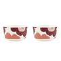Marimekko - Oiva Unikko Bowl, 250 ml, white / dark cherry / salmon red (set of 2)