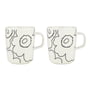 Marimekko - Oiva Piirto Unikko mug with handle, 250 ml, white / black (set of 2)