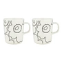 Marimekko - Oiva Piirto Unikko mug with handle, 250 ml, white / black (set of 2)