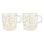 Marimekko - Oiva Piirto Unikko mug with handle, 400 ml, white / gold (set of 2)