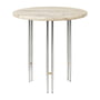 Gubi - IOI Side Table, Ø 50 cm, chrome / travertine rippled beige