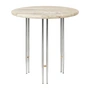 Gubi - IOI Side Table, Ø 50 cm, chrome / travertine rippled beige