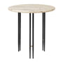 Gubi - IOI Side Table, Ø 50 cm, black matt / travertine rippled beige