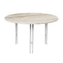 Gubi - IOI Coffee Table, Ø 70 cm, chrome / travertine rippled beige