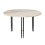 Gubi - IOI Coffee Table, Ø 70 cm, black matt / Travertine rippled beige