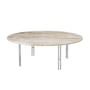 Gubi - IOI Coffee Table, Ø 100 cm, chrome / travertine rippled beige