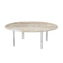 Gubi - IOI Coffee Table, Ø 100 cm, chrome / travertine rippled beige
