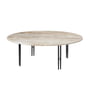 Gubi - IOI Coffee Table, Ø 100 cm, black matt / Travertine rippled beige