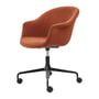 Gubi - Bat Meeting Chair fully upholstered, black / Dedar red (Belsuede Special 133)