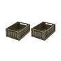 LIEWOOD - Weston Storage box, 25 x 18 x 9.5 cm, army brown (set of 2)