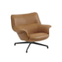 Muuto - Doze Lounge Chair Low, swivel base anthracite-black / cover cognac (Refine leather)