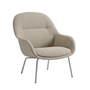 Muuto - Fiber Lounge Armchair Tube Base, light gray / beige (Kvadrat Ecriture 240)