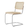 Thonet - S 32 V Chair, chrome / natural lacquered ash / wickerwork with fabric support fabric