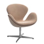Fritz Hansen - Swan armchair, brushed aluminum / cream / brown (Serpentine 0428) / Grace leather piping (Limited Edition FH Choice 2024)