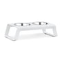 MiaCara - Desco Cat bowl stand with stainless steel bowls S, white