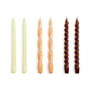 Hay - Long Mix Stick Candles H 29 cm, citrus / dark peach / brown (set of 6)