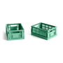 HAY - Colour Crate Basket Mini, 17 x 13 cm, dark mint , recycled (set of 2)