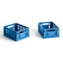 Hay - Colour Crate Basket Mini, 17 x 13 cm, electric blue, recycled (set of 2)