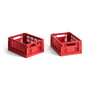 Hay - Colour Crate Basket Mini, 17 x 13 cm, red, recycled (set of 2)