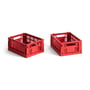 HAY - Colour Crate Basket Mini, 17 x 13 cm, red, recycled (set of 2)