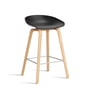 Hay - About A Stool AAS 32 H 75 cm, soaped oak / stainless steel / black 2. 0 (plastic glides)