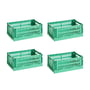 Hay - Colour Crate Basket S, 26.5 x 17 cm, dark mint , recycled (set of 4)