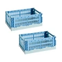 HAY - Colour Crate Mix basket S, 26.5 x 17 cm, sky blue, recycled (set of 2)